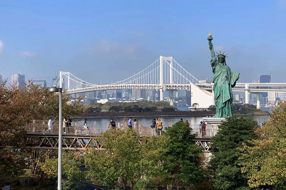 Rainbow Bridge and Statue of Liberty Odaiba Tokyo